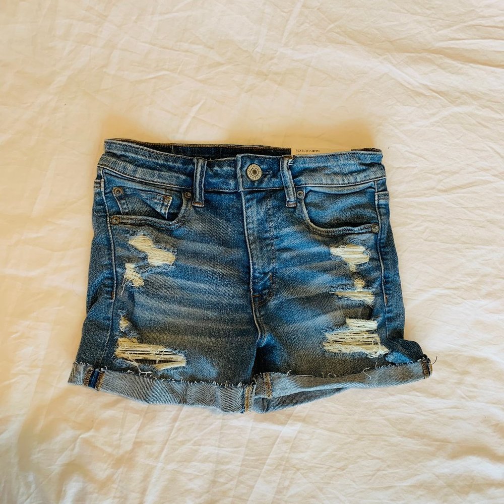 American Eagle AE Ne(x)t Level High-Waisted Denim Short Short NWT